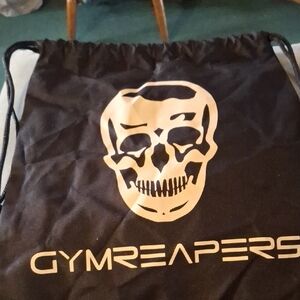Gymreapers Black Drawstring Gym Bag Skull Athletic